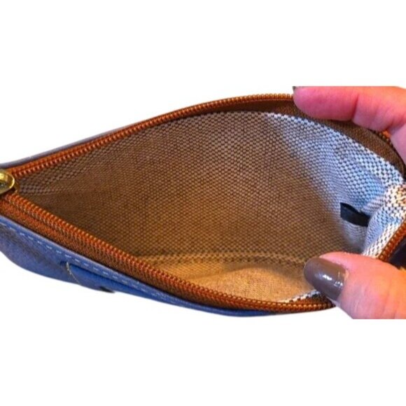 Dooney & Bourke Blue Leather Zip Pouch With ID Window - Picture 4 of 6